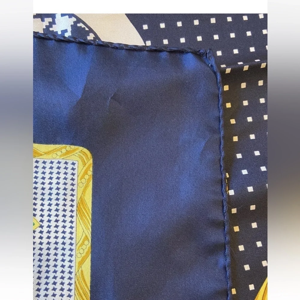 Christian Dior vintage Silk Scarf CD logo polka dot jewels RARE